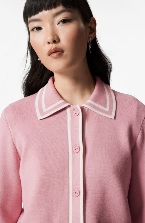 & Other Stories Contrast Detail Cardigan In Pink Dusty Light