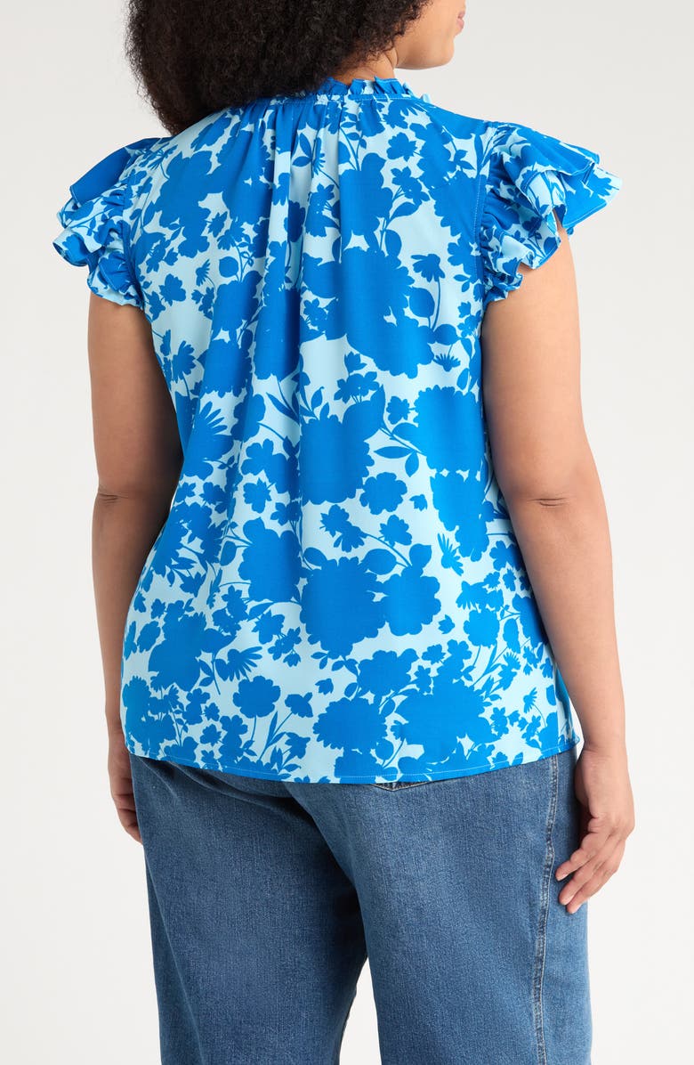SUGARLIPS Marinelle Belliss Floral Flutter Sleeve Top, Alternate, color, Royal Blue