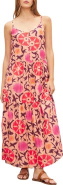 VELVET Kate Printed Cotton & Silk Midi Dress