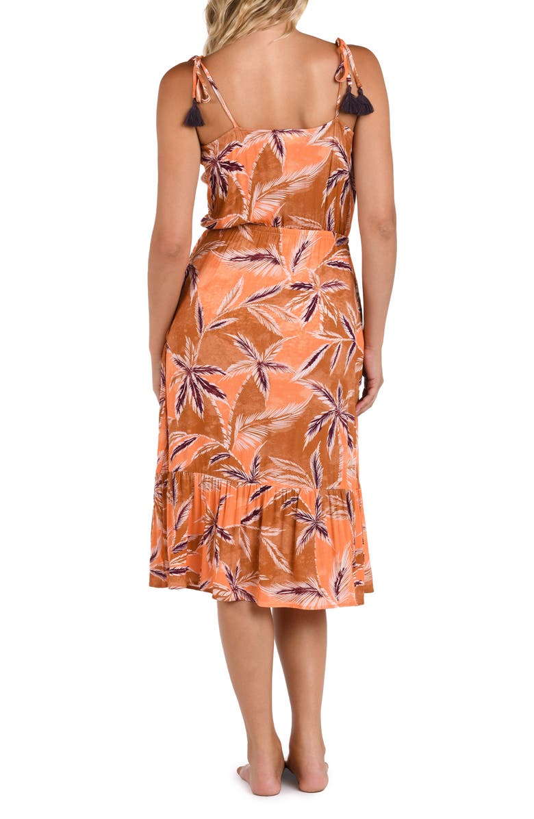 La Blanca Sandy Cove Tiered Crepe Midi Cover-Up Dress, Alternate, color, Sienna