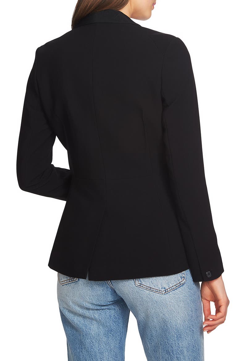 One-Button Stretch Crepe Blazer, Alternate, color, RICH BLACK