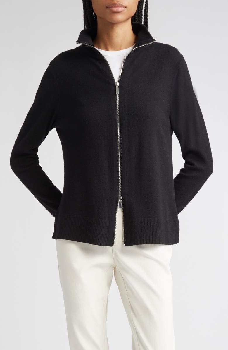 Lafayette 148 New York Stand Collar Zip Front Cardigan, Main, color,