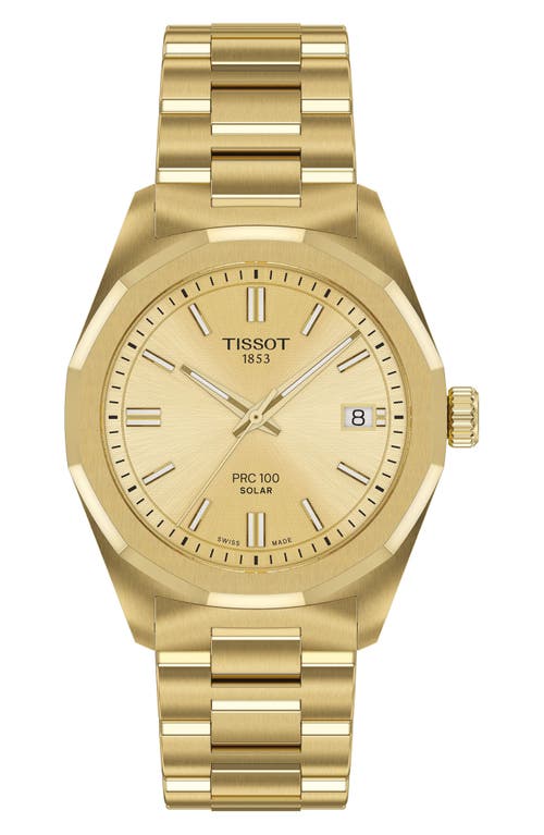 Tissot Prc 100 Solar Quartz Bracelet Watch, 39mm In Gold
