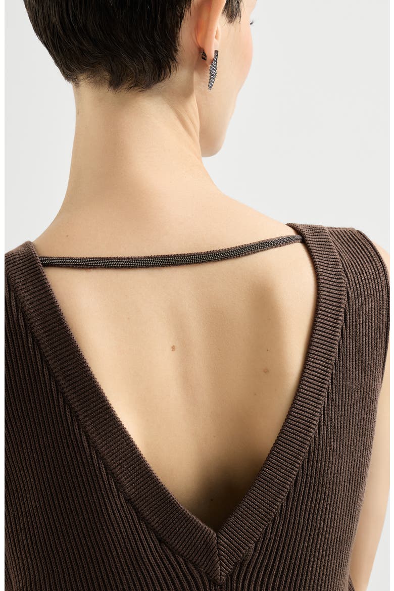 Rib knit dress, Alternate, color, Brown