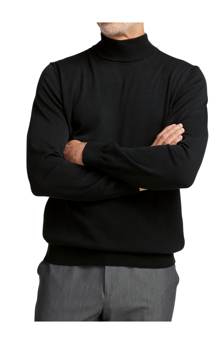 Paul Fredrick Supima Cotton Mock Neck Sweater, Alternate, color, Black