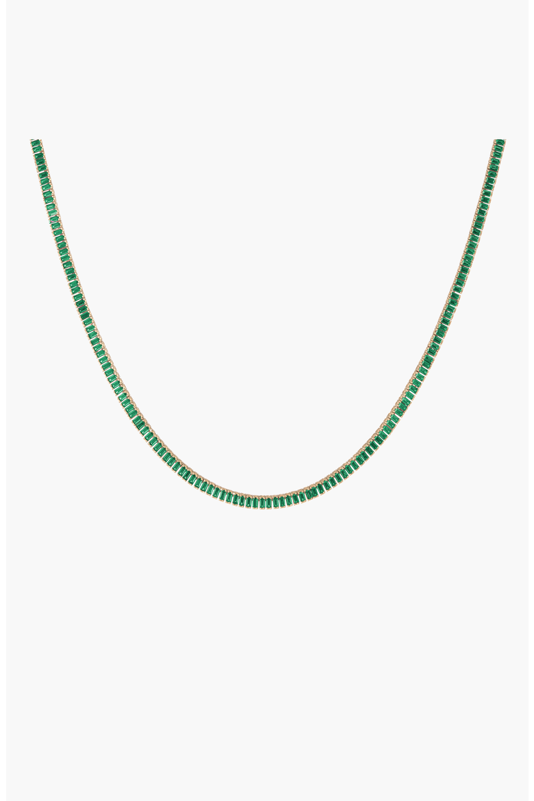 Lab Grown Green Emerald Baguette Tennis Necklace, Main, color, Green Emerald