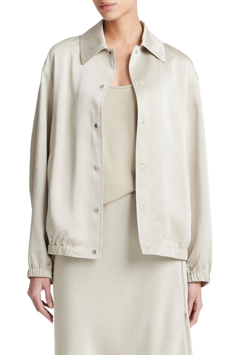 Vince Satin Bomber Jacket, Main, color, Lt Sepia