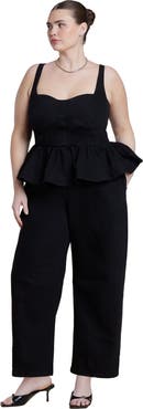 ELOQUII Peplum Barrel Leg Jumpsuit