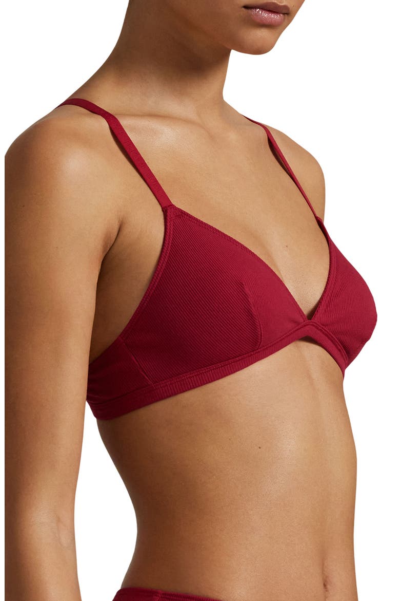 Stretch Cotton Rib Triangle Bralette, Alternate, color, CLASSIC RED