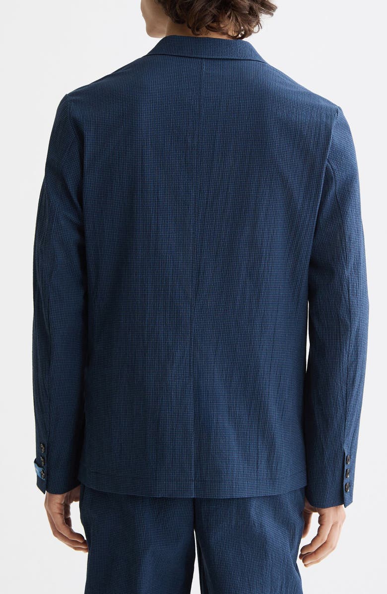 Scotch & Soda Regular Fit Unconstructed Cotton Stretch Seersucker Suit Jacket, Alternate, color, Sky Captain Mini Check