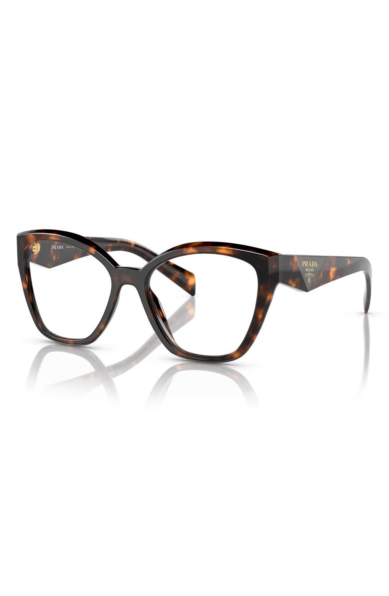 Prada 53mm Square Optical Glasses, Alternate, color, Honey