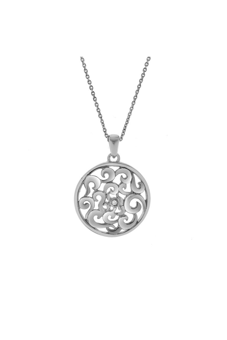 Lysandra Sterling Silver 0.02 Ct Diamond Filigree Disc Pendant, Alternate, color, 925 Sterling Silver