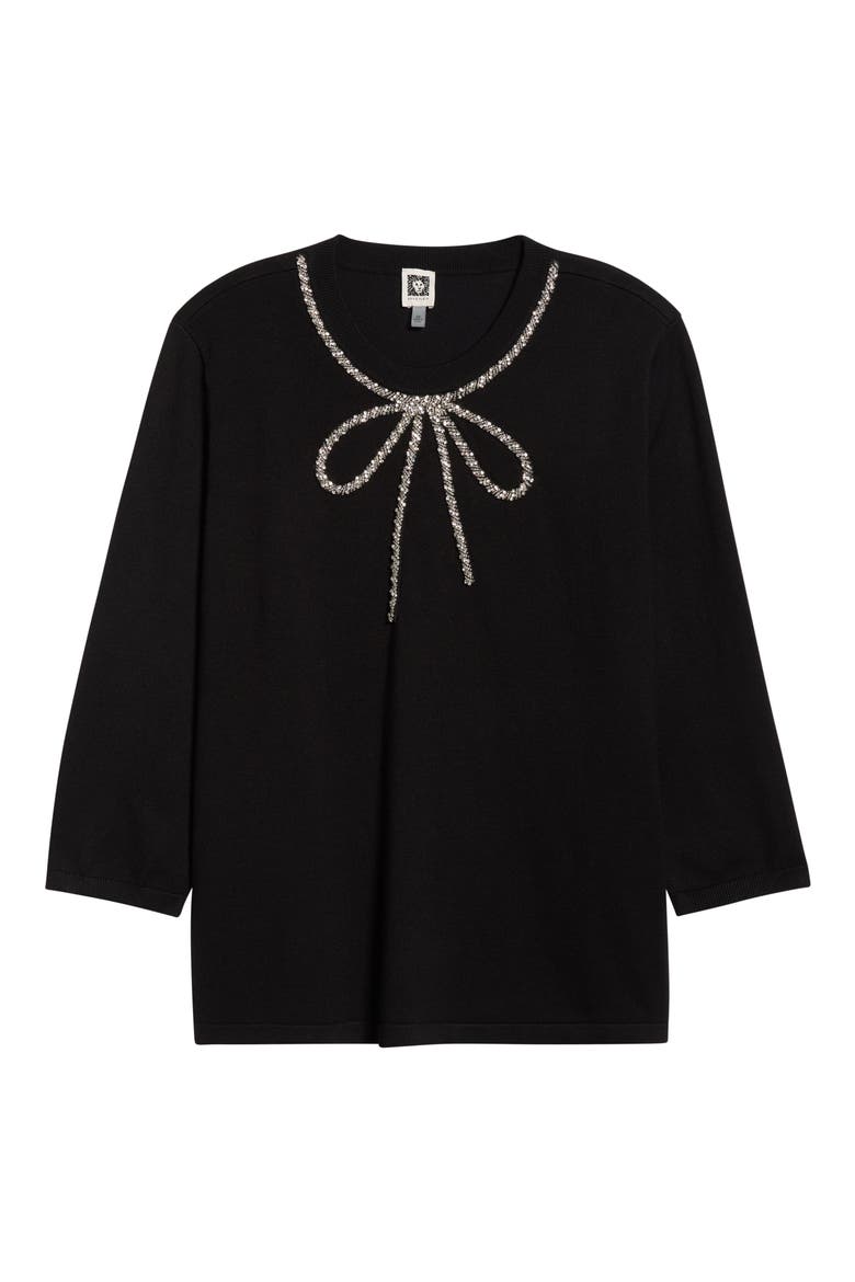 Embellished Crewneck Sweater, Alternate, color, ANNE BLACK