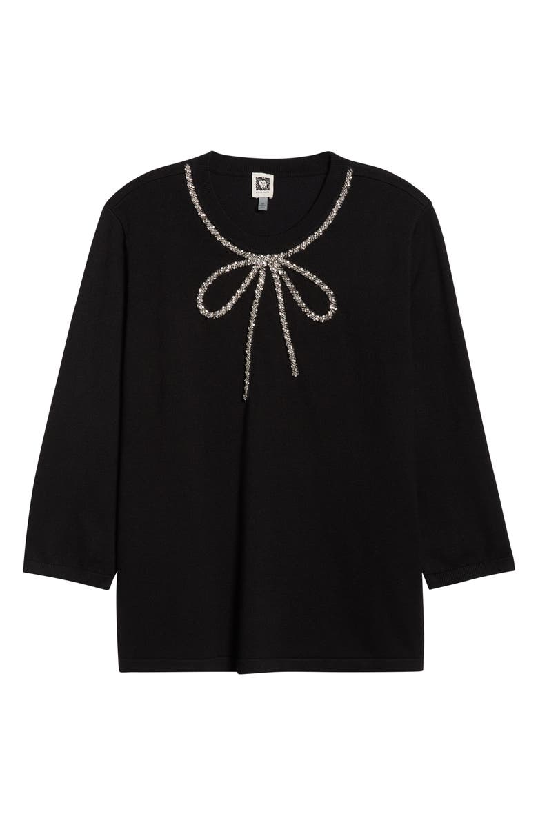 Anne Klein Embellished Crewneck Sweater, Alternate, color, Anne Black