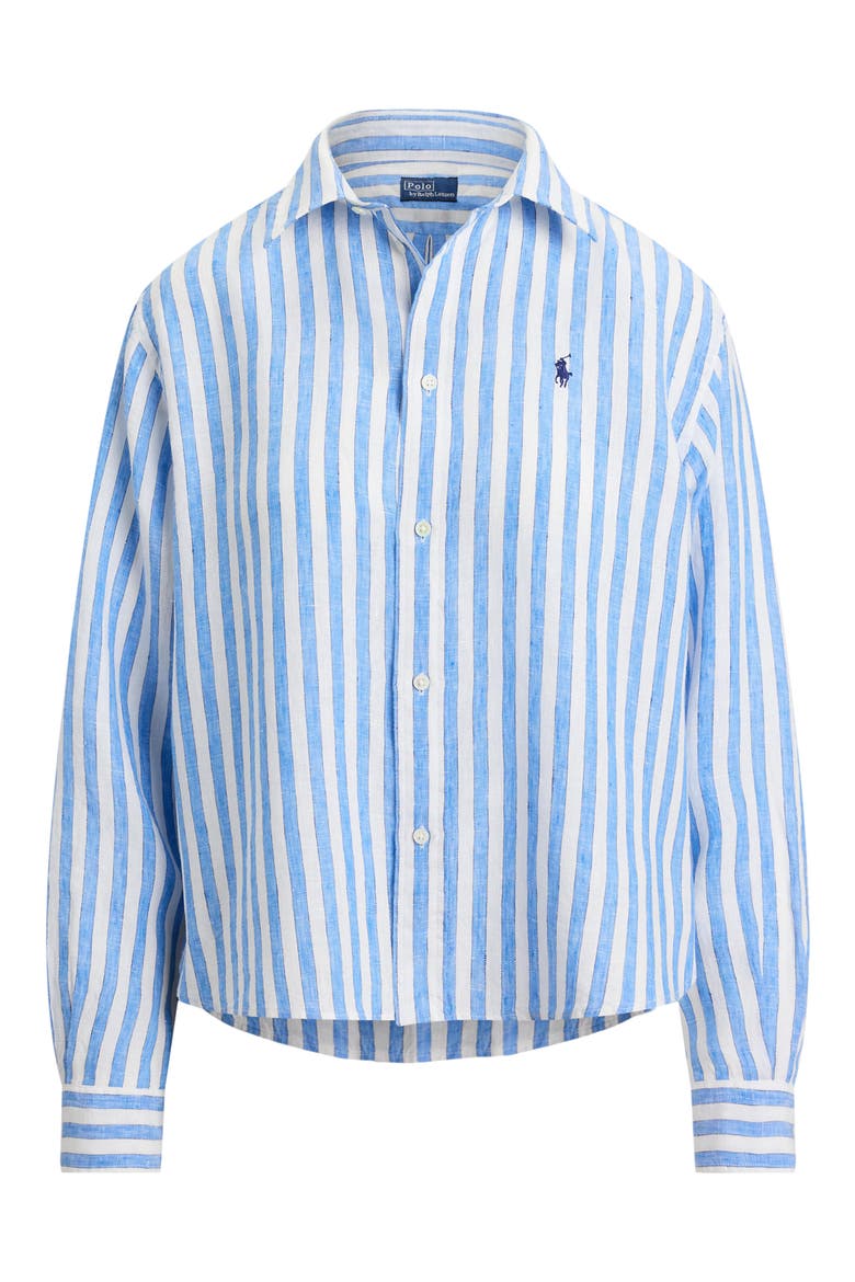 Stripe Linen Shirt, Alternate, color, WHITE/ BLUE MULTI