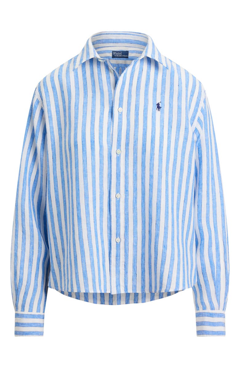 Polo Ralph Lauren Stripe Linen Shirt, Alternate, color, White/ Blue Multi