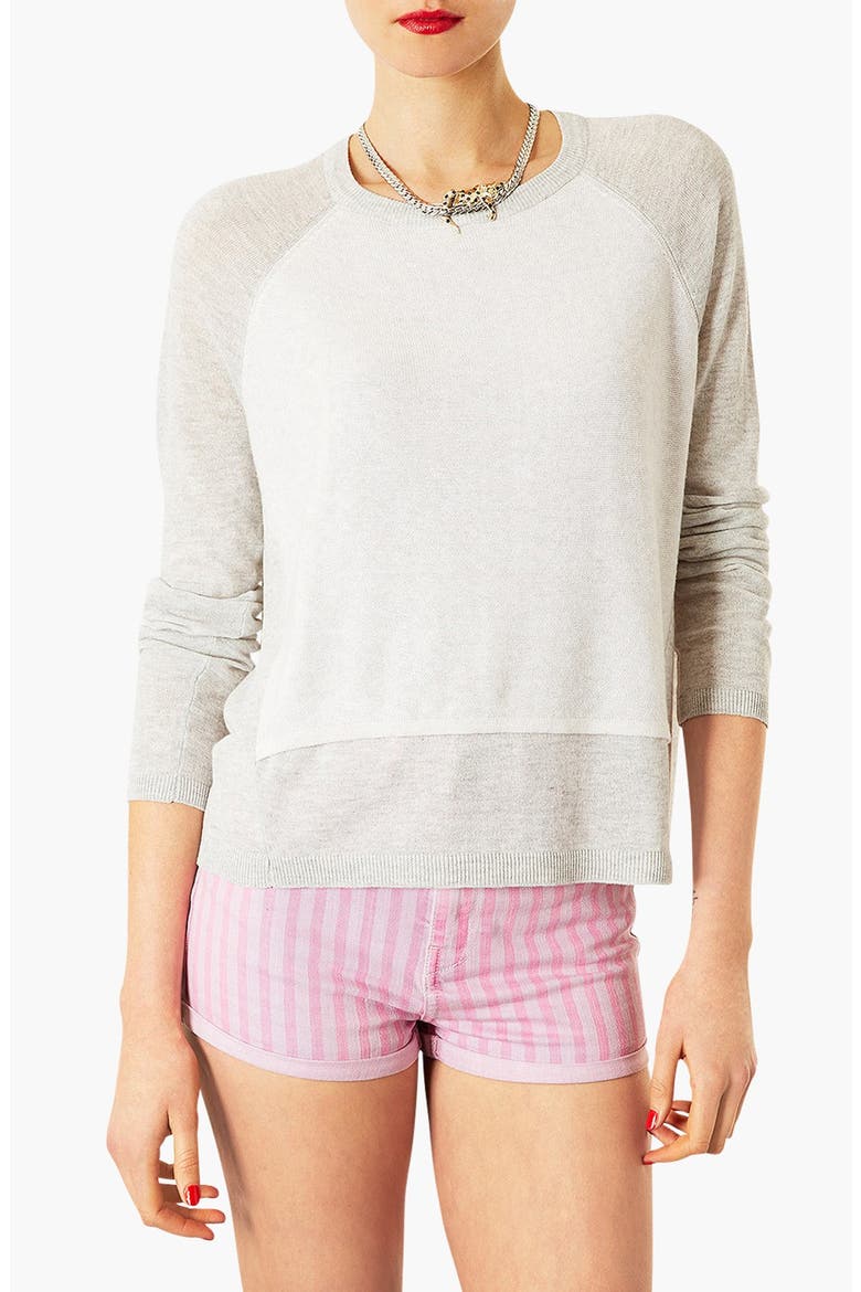 Double Layer Sweater, Main, color, PALE GREY