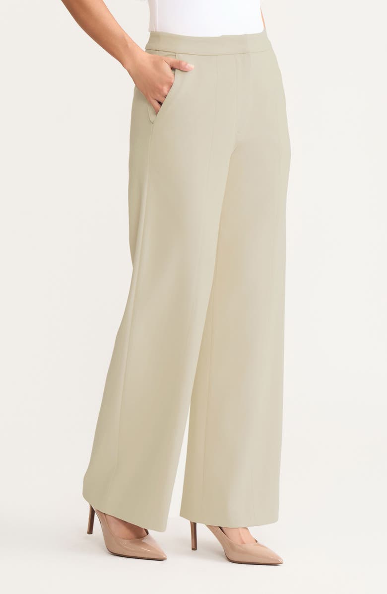 Misook Naomi Wide Leg LuxeStretch Ponte Pant, Alternate, color, Biscotti