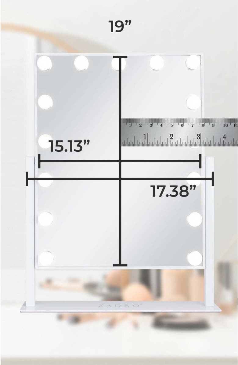 Zadro Medium Vertical Hollywood Makeup Mirror with Lights, Alternate, color, White