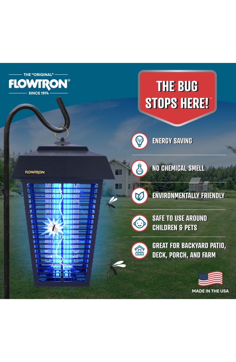 Flowtron Bug Zapper, Mosquito Zapper with 1-1/2 Acre of Coverage, 80W Bulb & 5600V Killing Grid, Alternate, color, Black