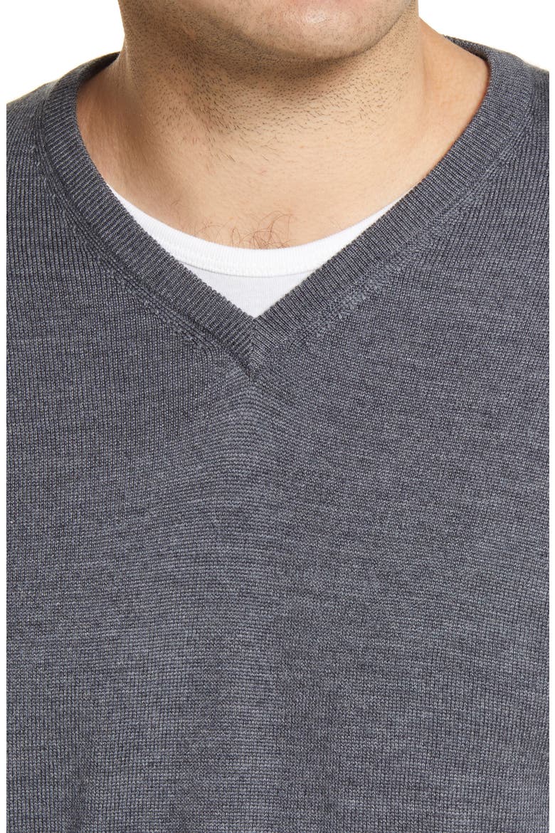 Crown Wool & Silk V-Neck Sweater, Alternate, color, CHARCOAL