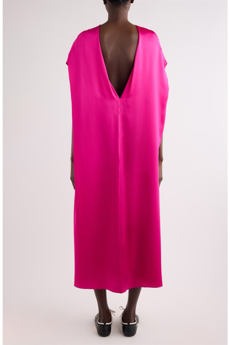 Silk Satin Cape Dress, Alternate, color, FUCHSIA