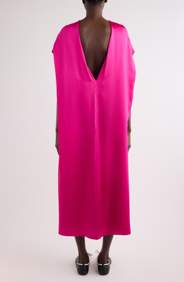 Dries Van Noten Silk Satin Cape Dress, Alternate, color, Fuchsia
