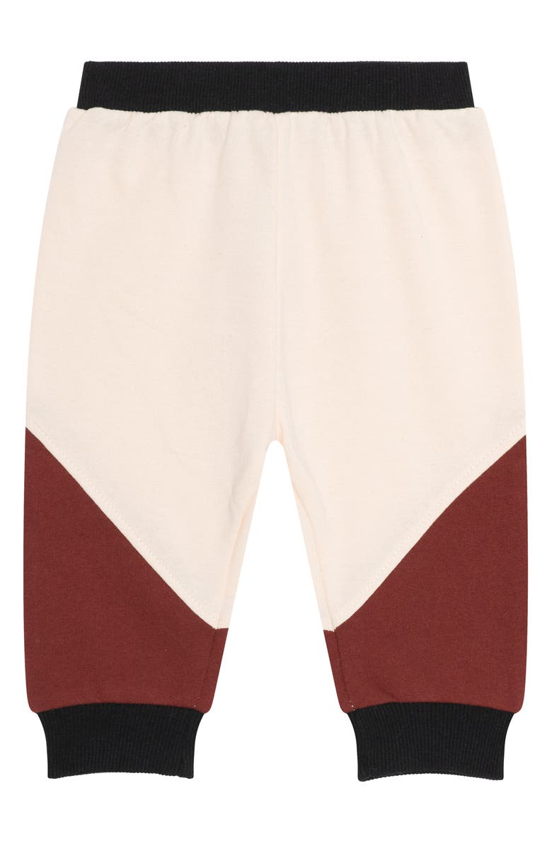 PL Baby by Petit Lem Colorblock Top, Joggers & Beanie Set, Alternate, color, Burgundy