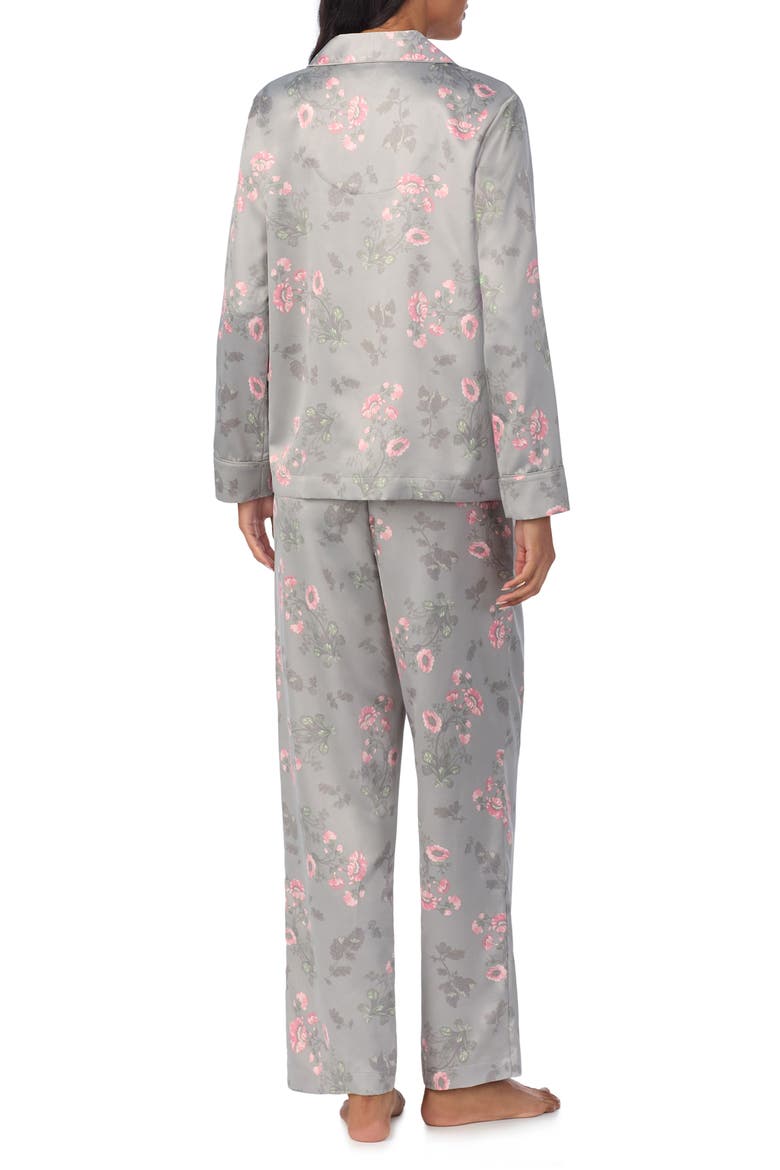Floral Notch Collar Pajamas, Alternate, color, GREY PRT