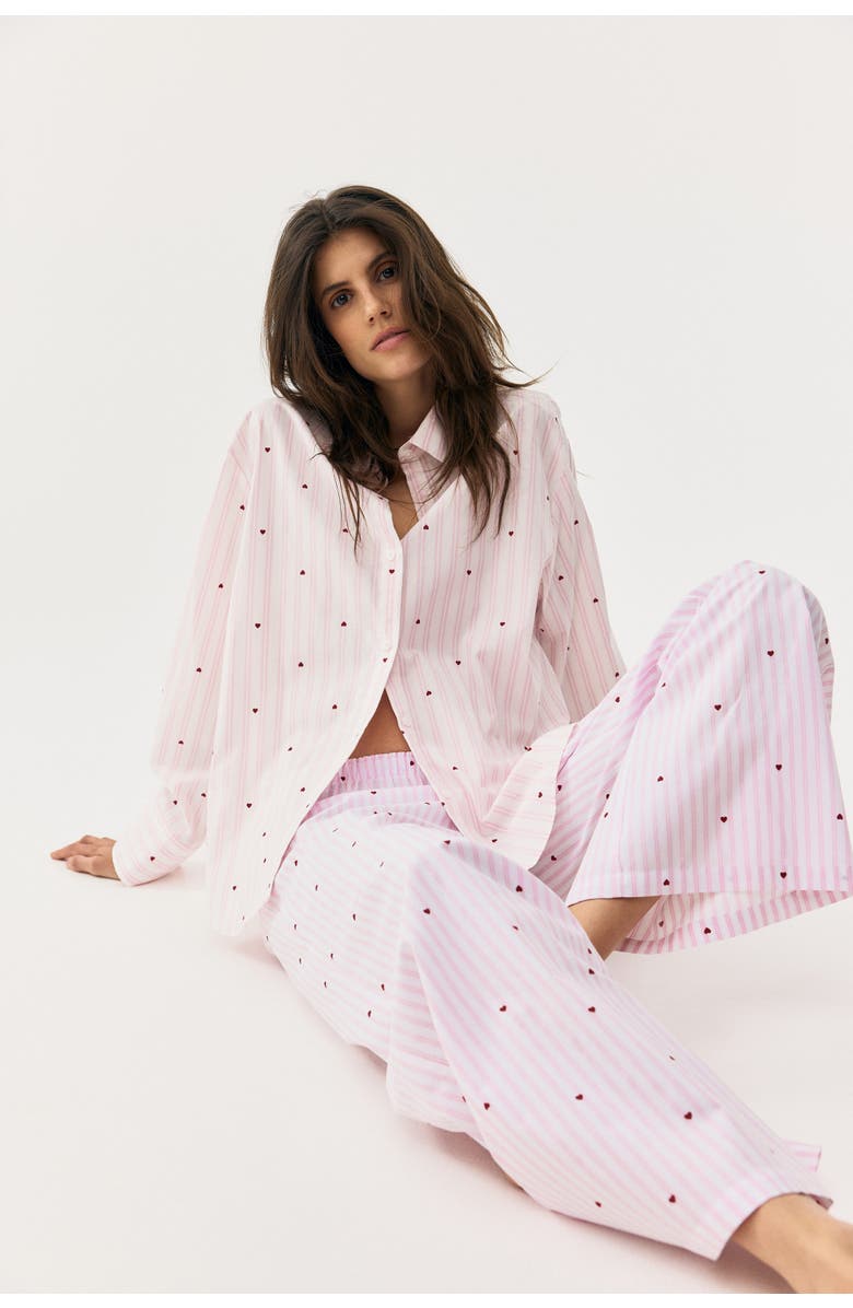 H&M Mama Cotton Pyjama Bottoms, Alternate, color, Pink/Hearts