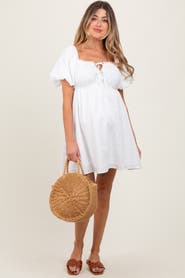 PinkBlush Textured Bubble Sleeve Maternity Mini Dress