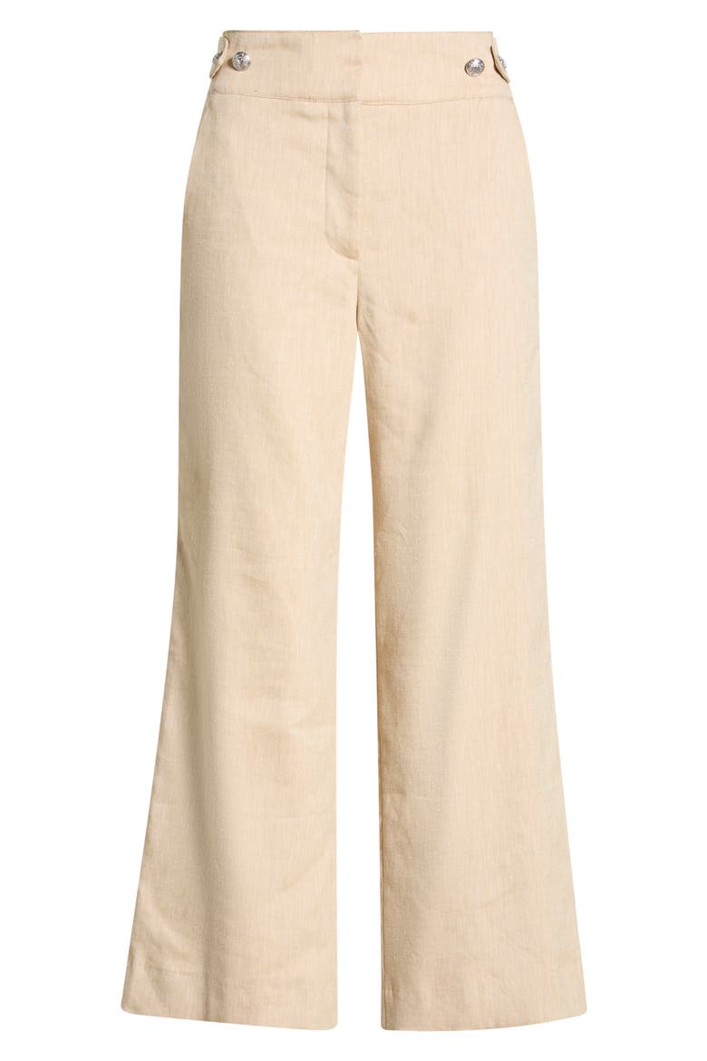 Aubrie Flare Crop Linen Blend Pants, Main, color, KHAKI MULTI
