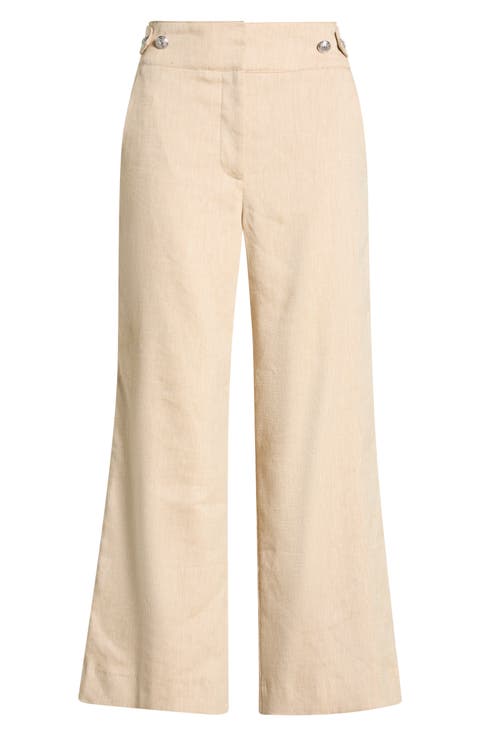 Aubrie Flare Crop Linen Blend Pants