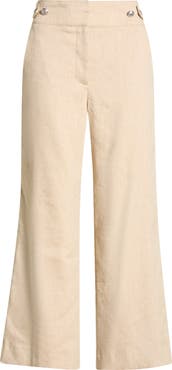 Veronica Beard Aubrie Flare Crop Linen Blend Pants