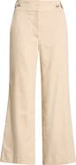 Veronica Beard Aubrie Flare Crop Linen Blend Pants