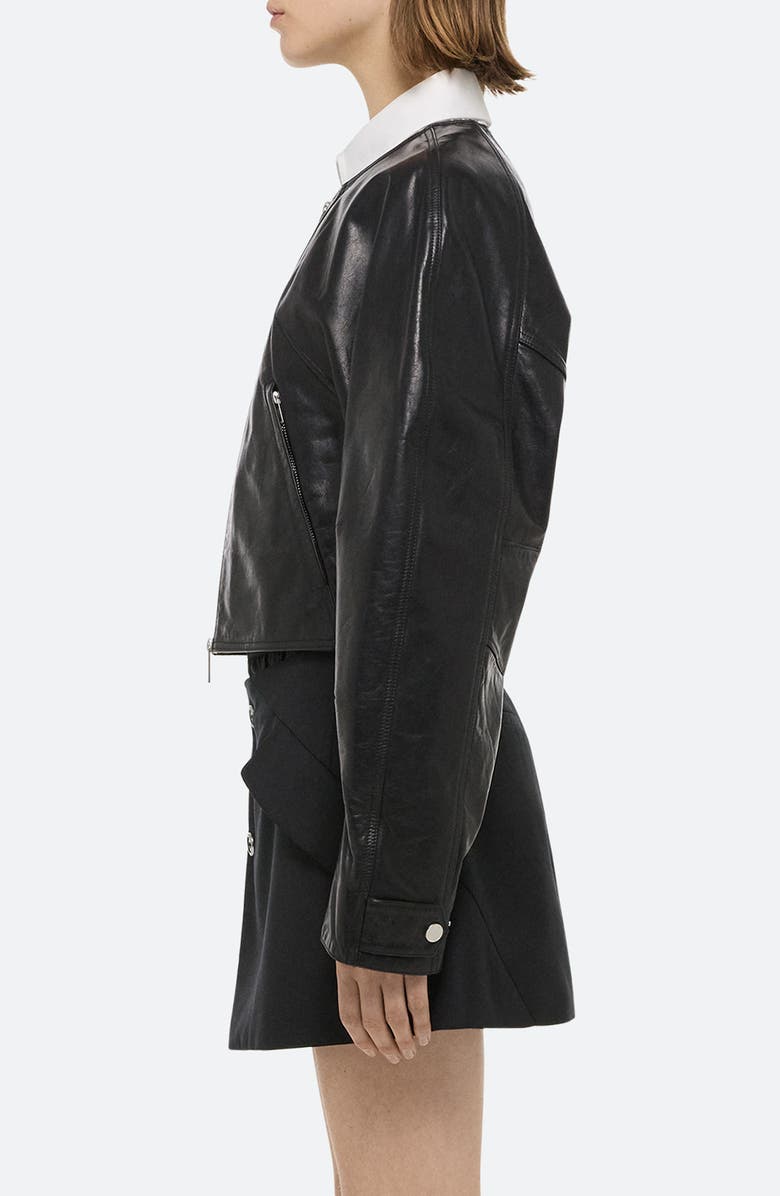 Helmut Lang Articulated Sleeve Crop Leather Jacket, Alternate, color, 