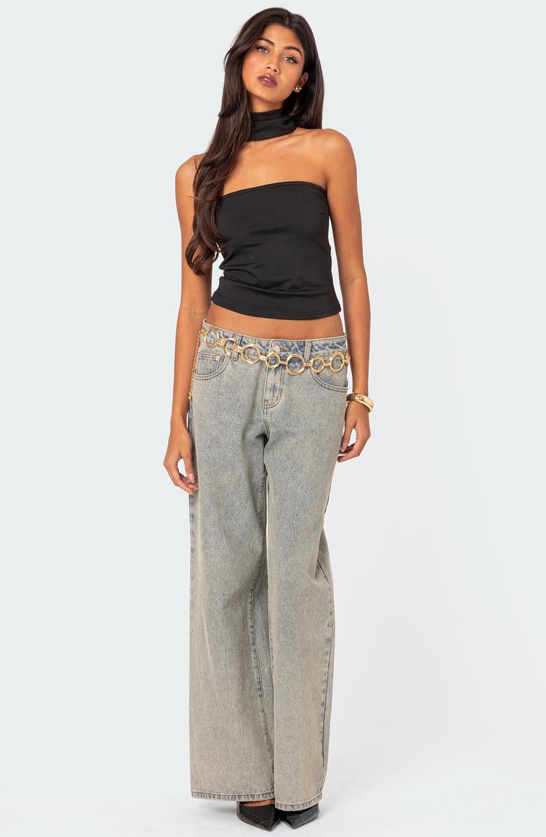 EDIKTED Alyssia Strapless Choker Top, Alternate, color, Black