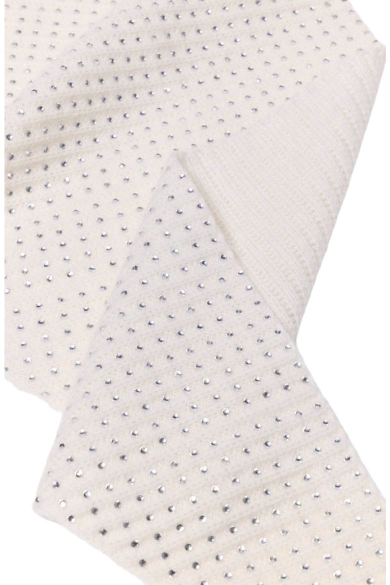 Rhinestone wool triangle scarf, Alternate, color, Ecru