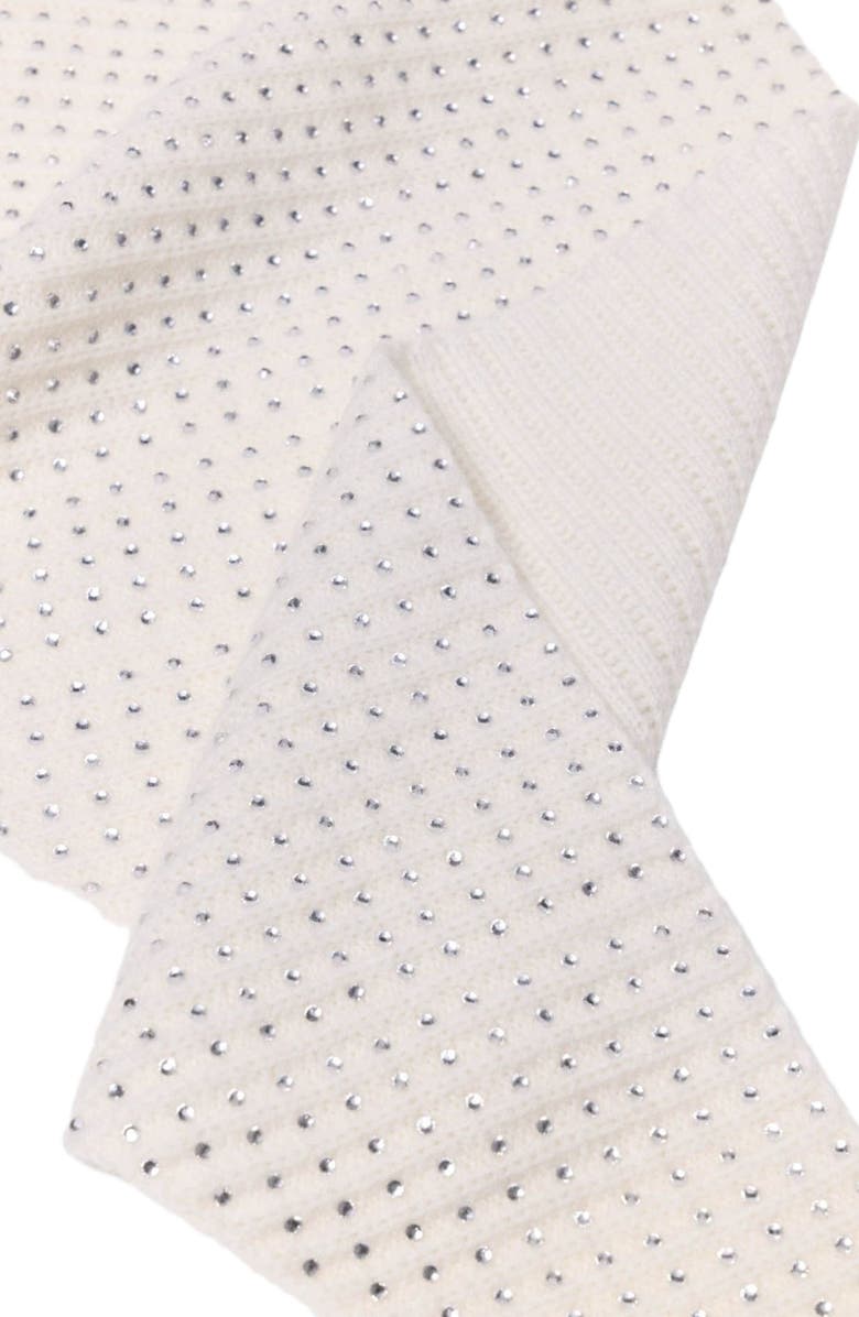 maje Rhinestone wool triangle scarf, Alternate, color, Ecru