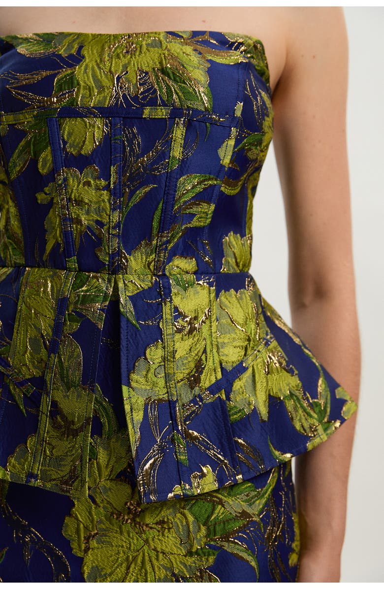 Karen Millen Petite Floral Jacquard Midi Pencil Dress, Alternate, color, Multi