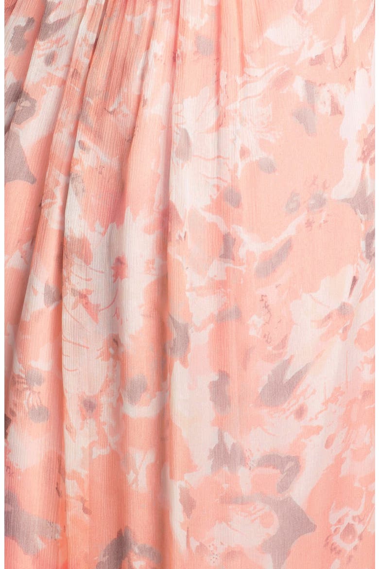 Print Crinkled Silk Chiffon Halter Gown, Alternate, color, SHELL