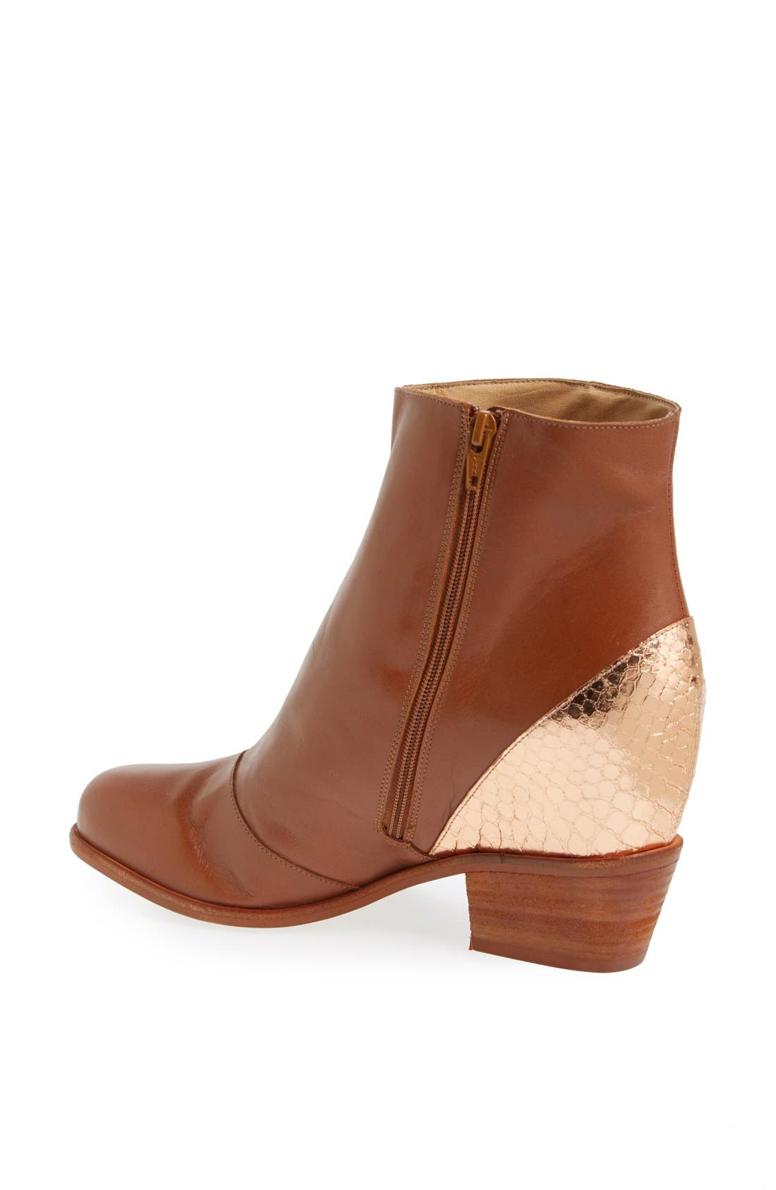 Wedge Bootie, Alternate, color, AMBER/ COPPER LEATHER