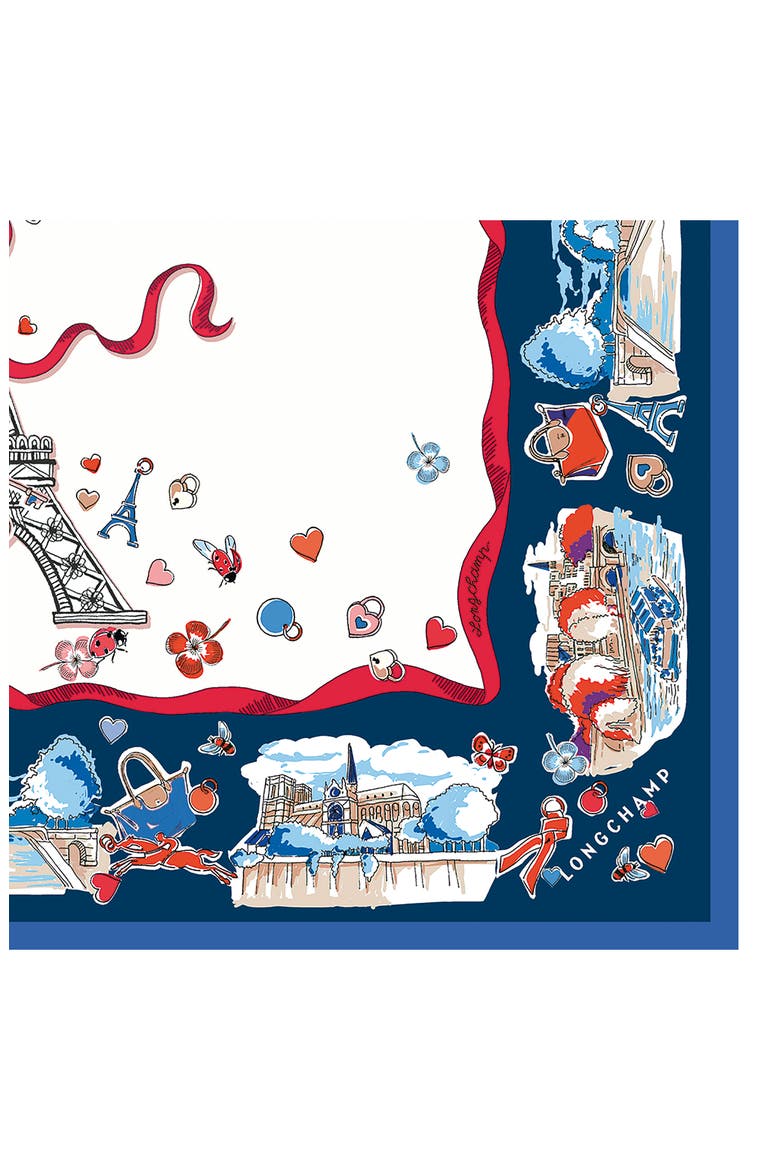 Eiffel Tower Silk Square Bandana, Alternate, color, ECRU
