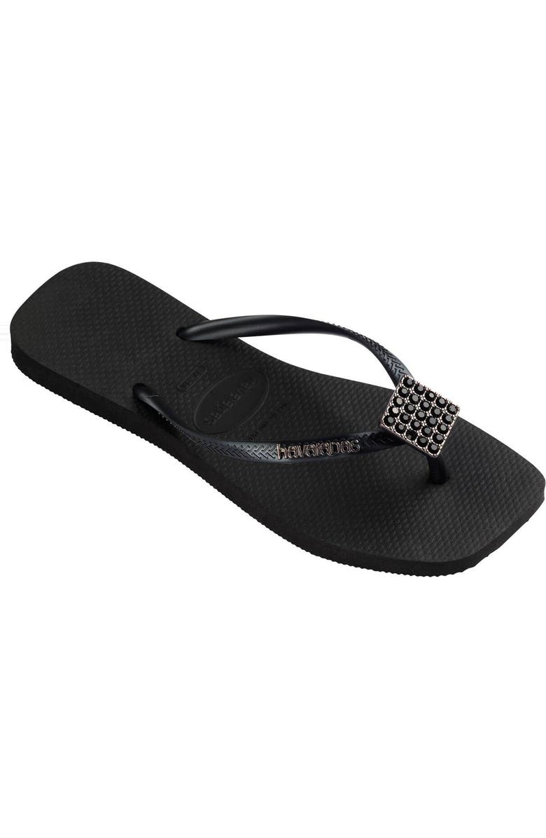 Havaianas Slim Crystal Charm Flip Flop, Main, color, Black