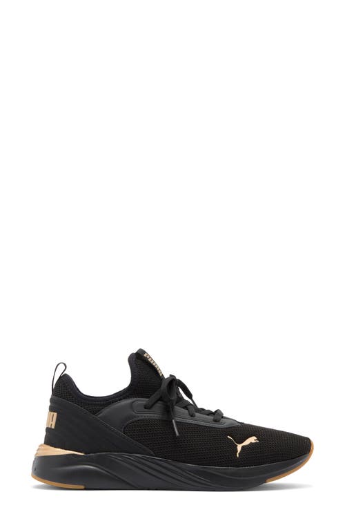 Puma Softride Ruby Luxe Sneaker In  Black- Gold-gum