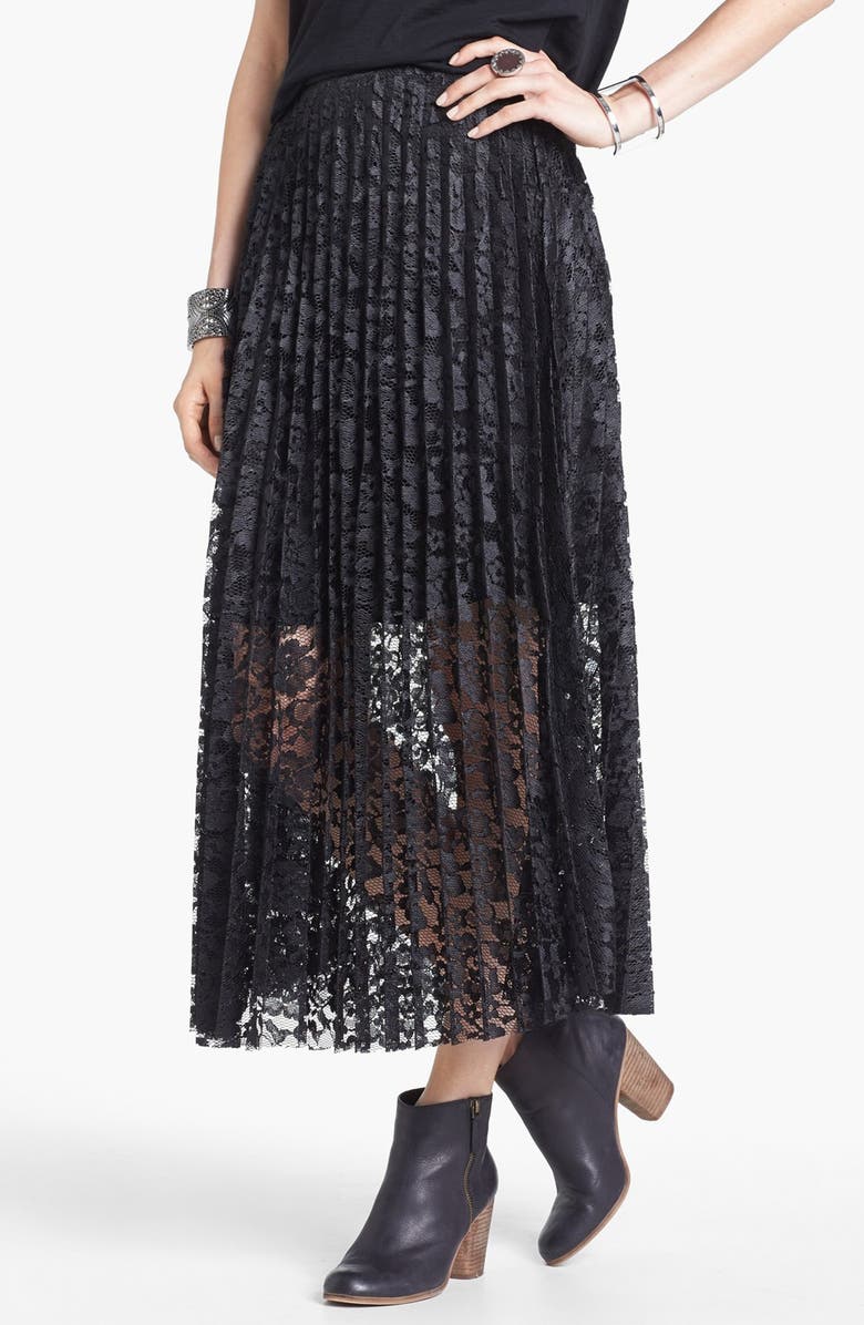 Free People Knife Pleat Lace Maxi Skirt, Main, color, 