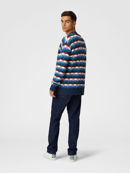 Missoni Wave-patterned Cardigan In Blue & Green