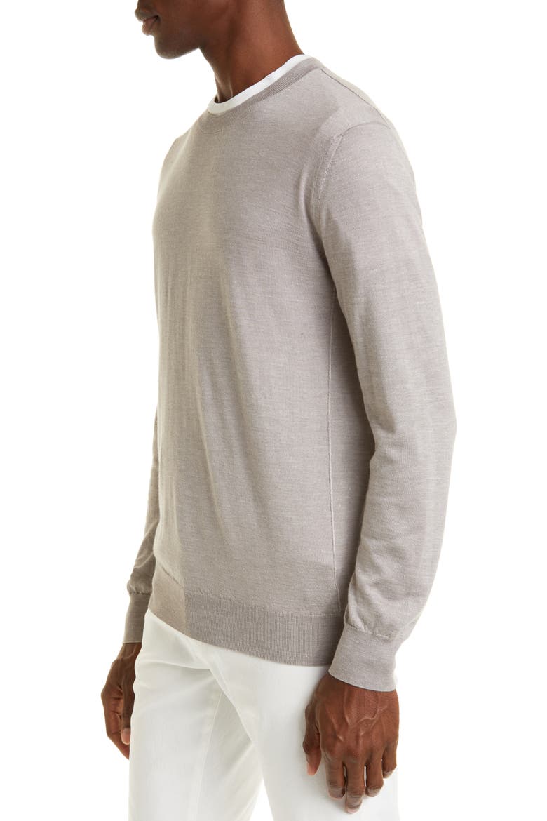 Faded Silk, Cashmere & Linen Crewneck Sweater, Alternate, color, BEIGE