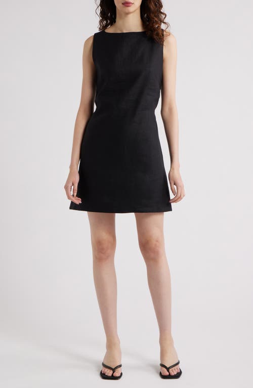 Faithfull The Brand Kelly Linen Minidress In Black