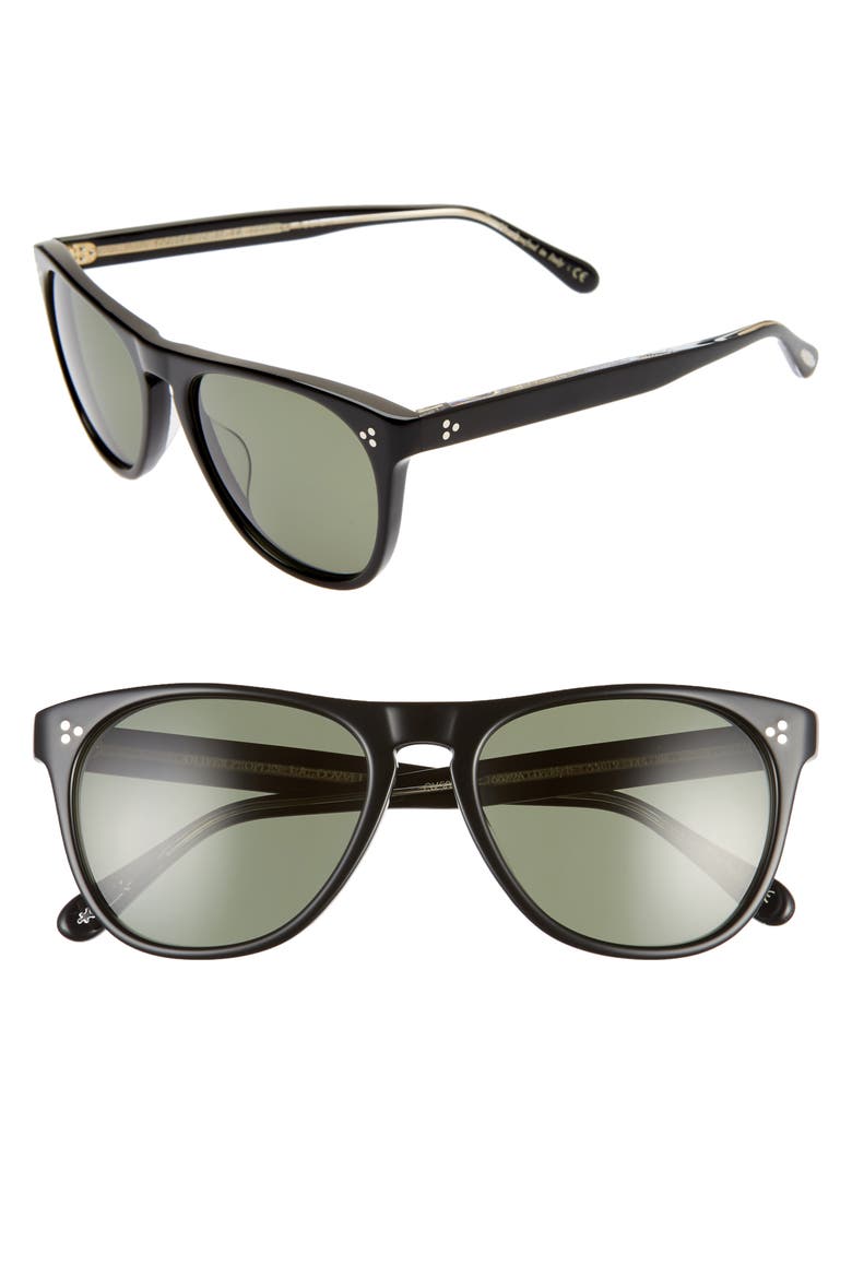 Daddy B. 55mm Polarized Retro Sunglasses, Main, color, BLACK/ G15 POLAR